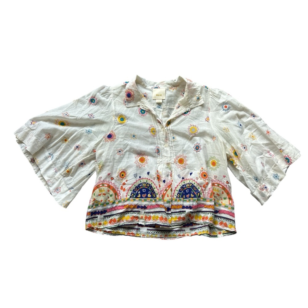 Maeve Anthropologie Multicolor Cropped Blouse
